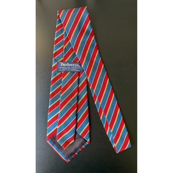Mens Vintage Burberrys London Classic 100% All Silk Luxury Striped Tie #2 - Picture 2 of 3